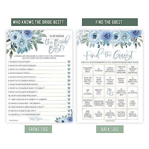 Mad Libs, Guess the Dress, Who Knows the Bride, and Find the Guest Games | Set of 40 | Bridal Shower Games