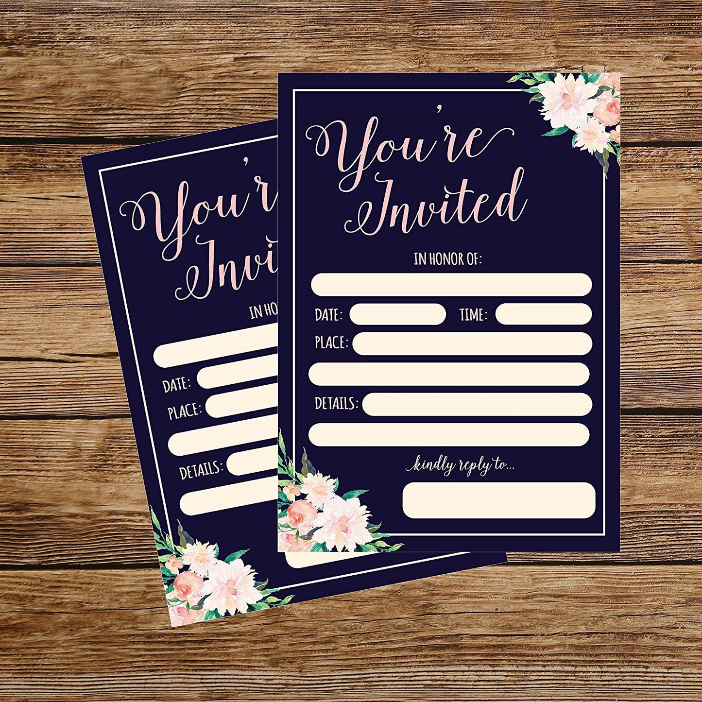 50 Fill In Invitations, Wedding Invitations, Bridal Shower Invitations, Rehea...