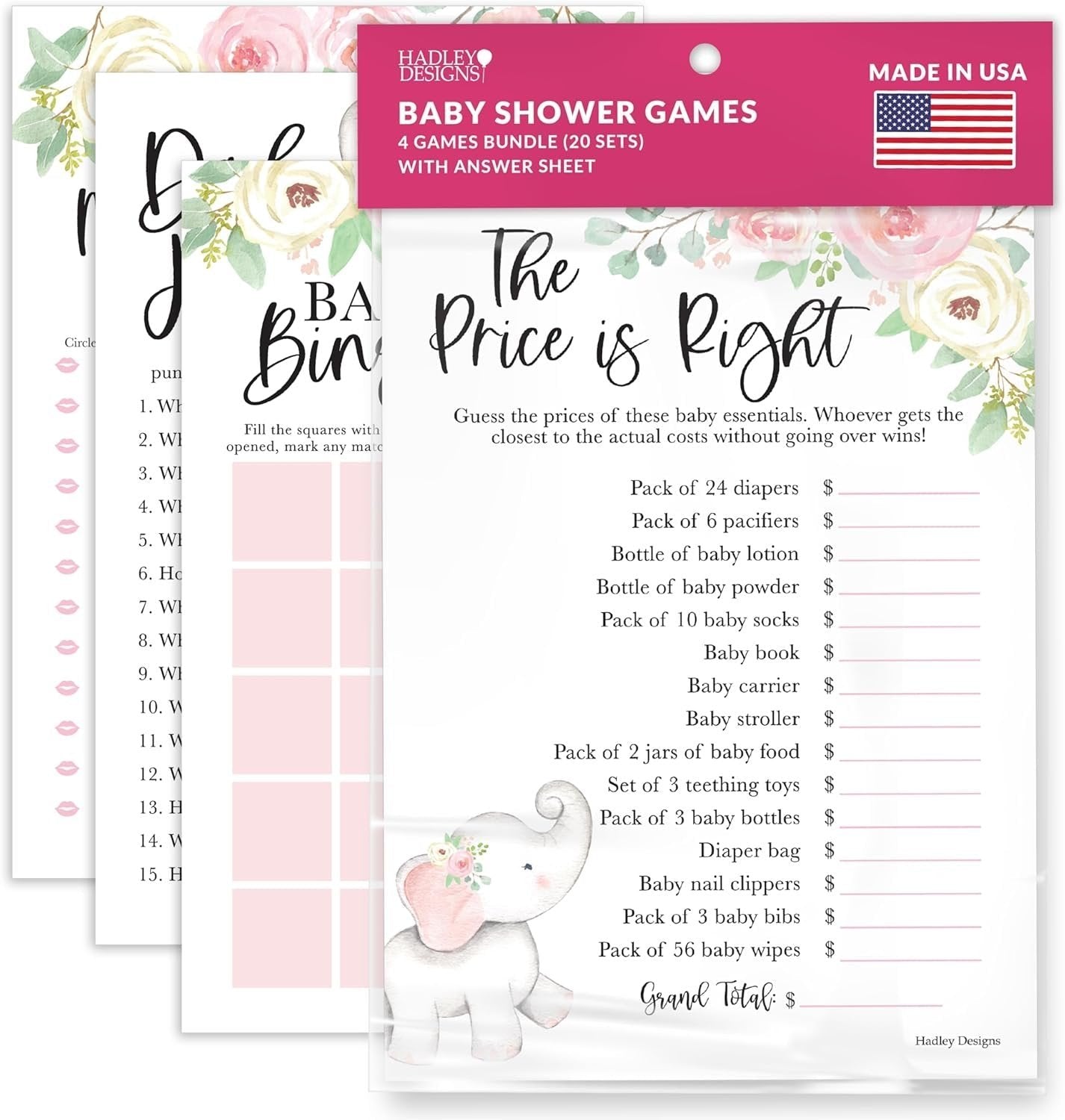 The Price is Right, Bingo, Who Said it, Dad Jokes Games | Set of 40 | Baby Shower Games