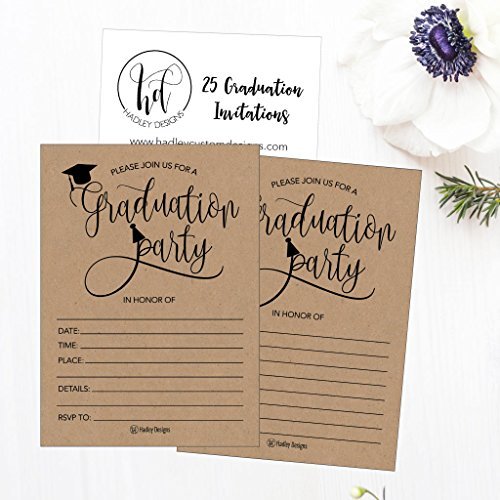 Kraft Elegant Graduation Invitations | Set of 25 | Greeting Cards