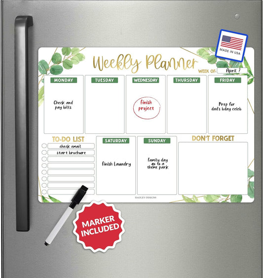 Greenery Fridge Weekly Calendar | Magnetic & Dry Erase | Calendars & Planners