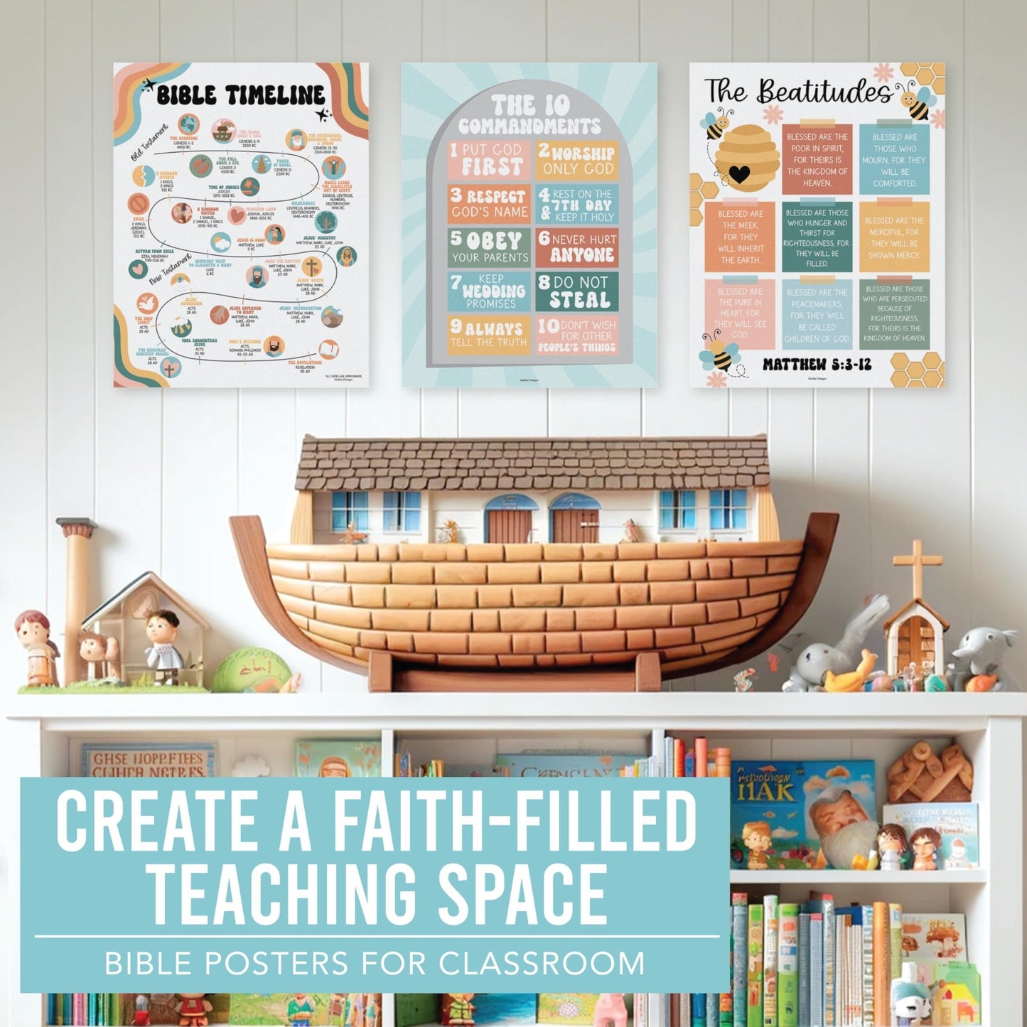 Retro Bible Posters| Set of 9 | Sunday School Classroom