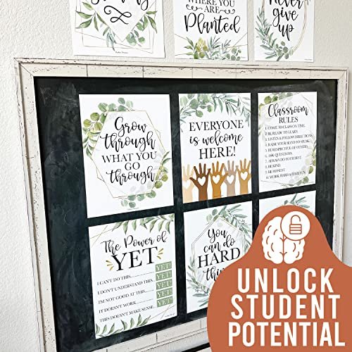 Greenery Classroom Motivational Posters | Set of 9 | Educational Supplies