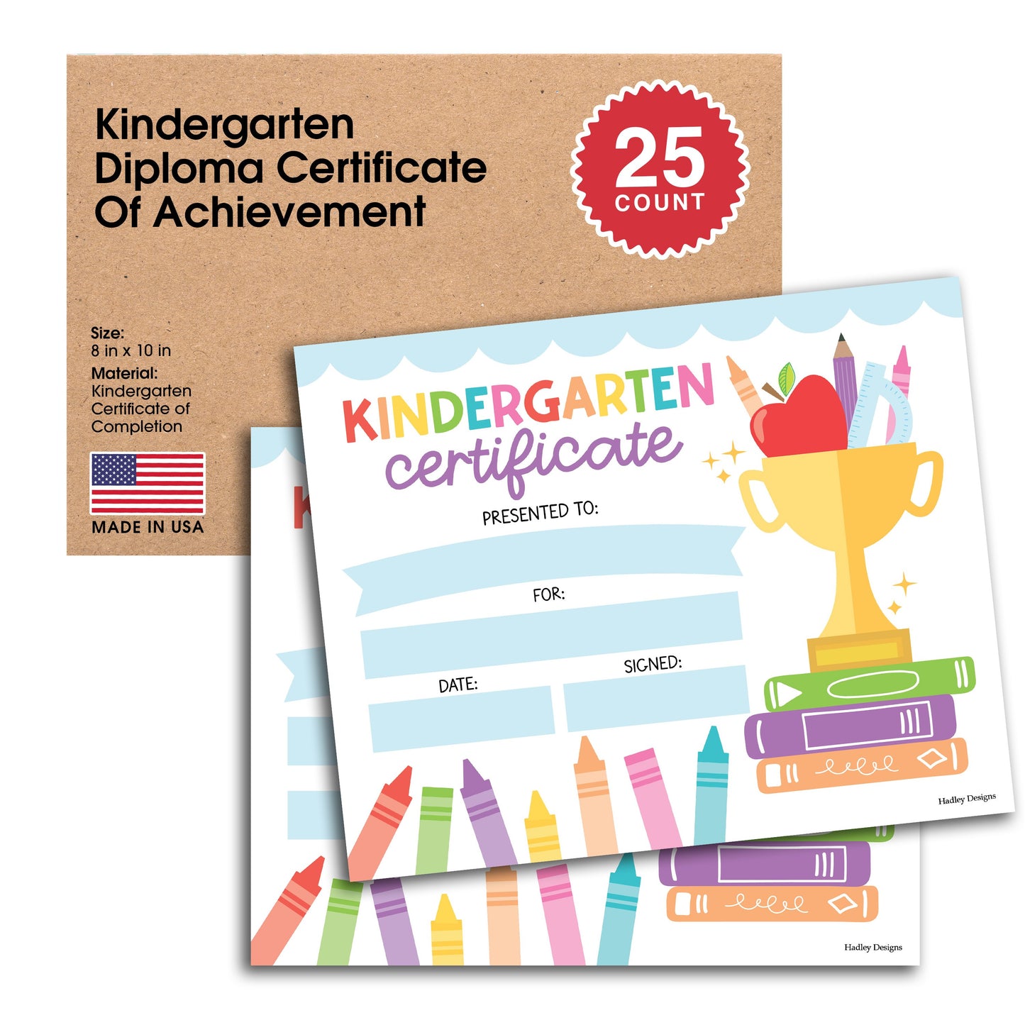 Kindergarten Certificate of Achievement | Set of 25 | Trophies & Awards