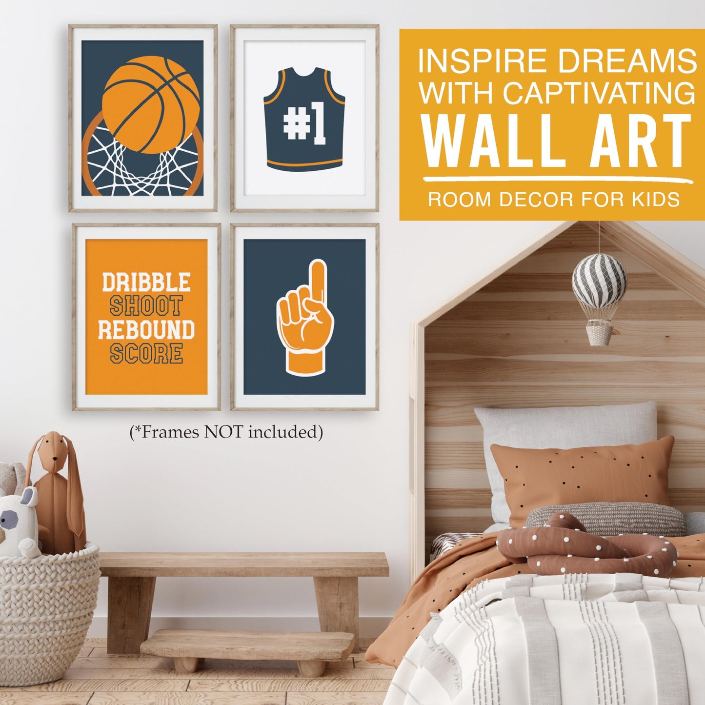 Basketball Children's Wall Art | Set of 6 | Home Decor