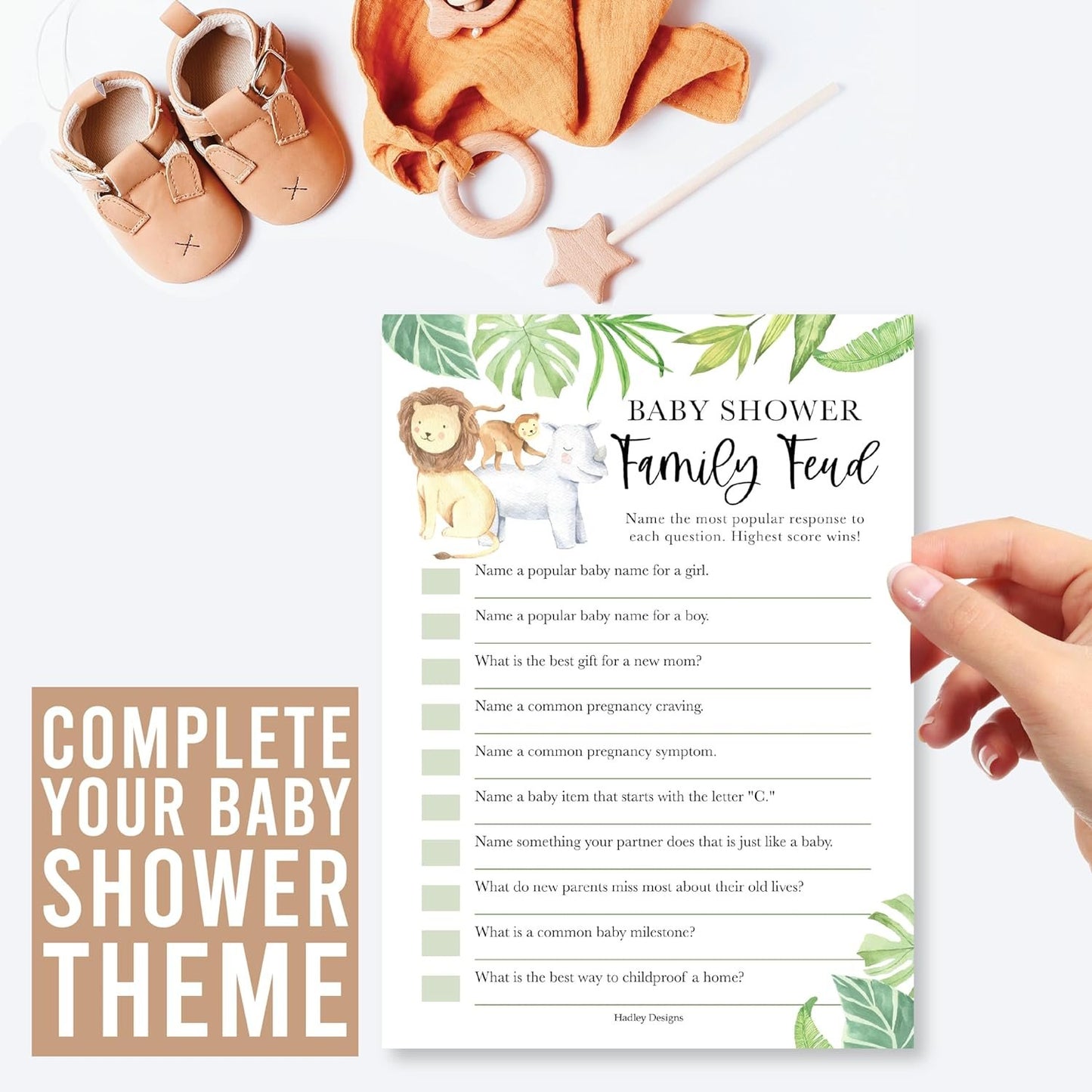 20 Safari Baby Shower Games Gender Neutral - Hilarious Baby Shower Games for Girl, Funny Baby Shower Games Boy, The Price is Right Baby Shower Game Cards, Baby Games for Baby Shower Family Feud Game