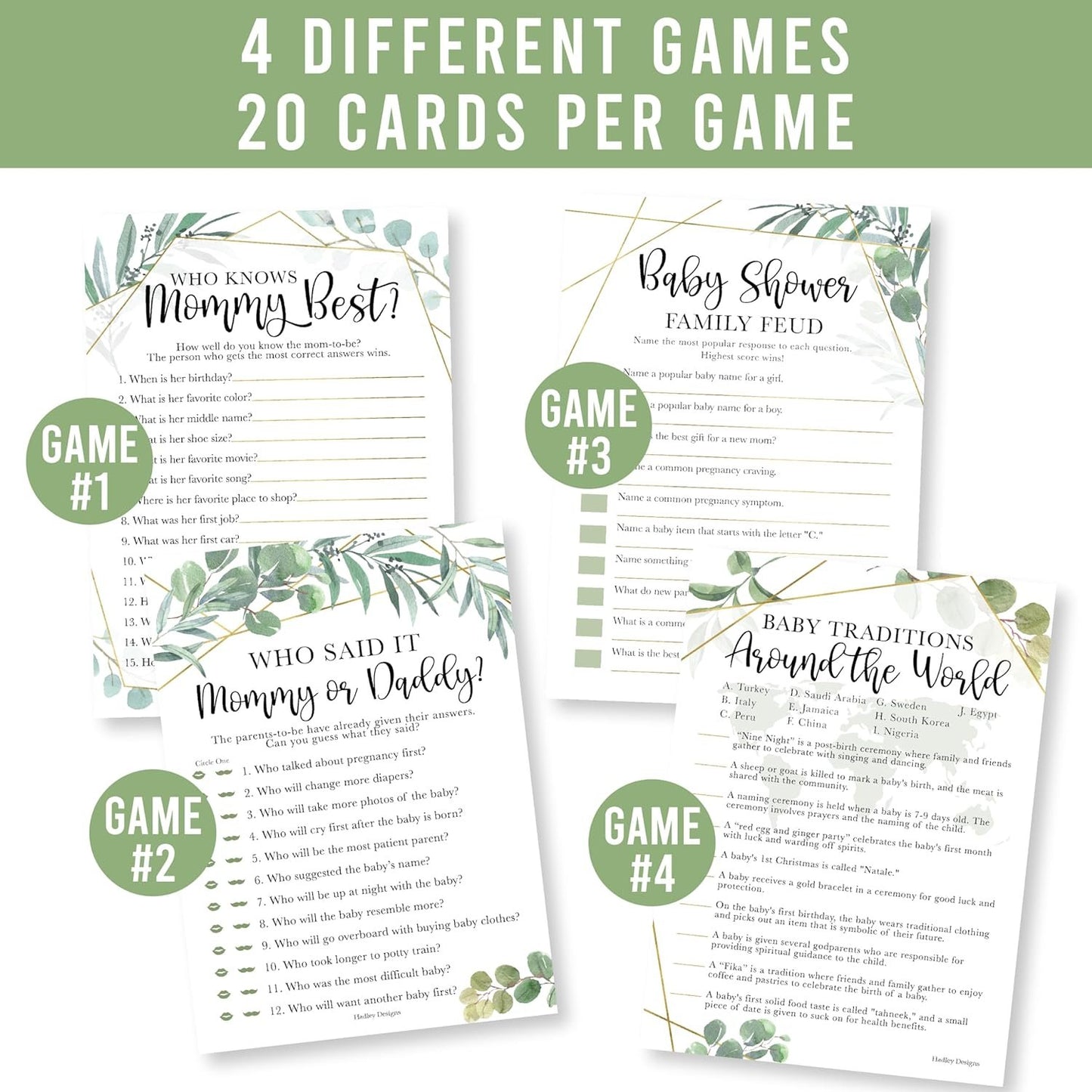 40 Greenery Baby Shower Games Gender Neutral - Who Knows Mommy Best Baby Shower Game, Guess Who Mommy Or Daddy Baby Shower Game, Baby Games For Baby Shower Family Feud Game, Baby Shower Tradition Card