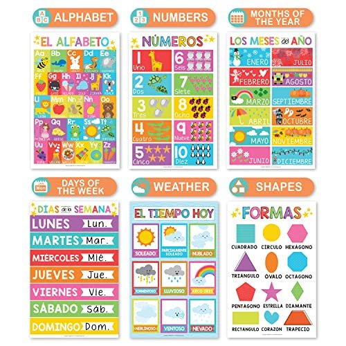 Colorful Spanish Posters | Set of 12 | Spanish Educational Supplies