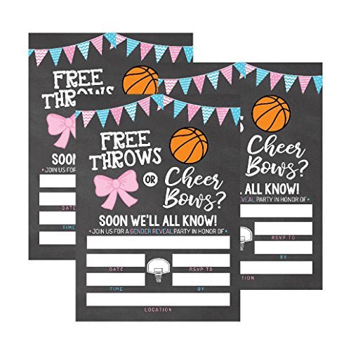 Gender Reveal Party Invitations | Set of 25 | Cards & Party