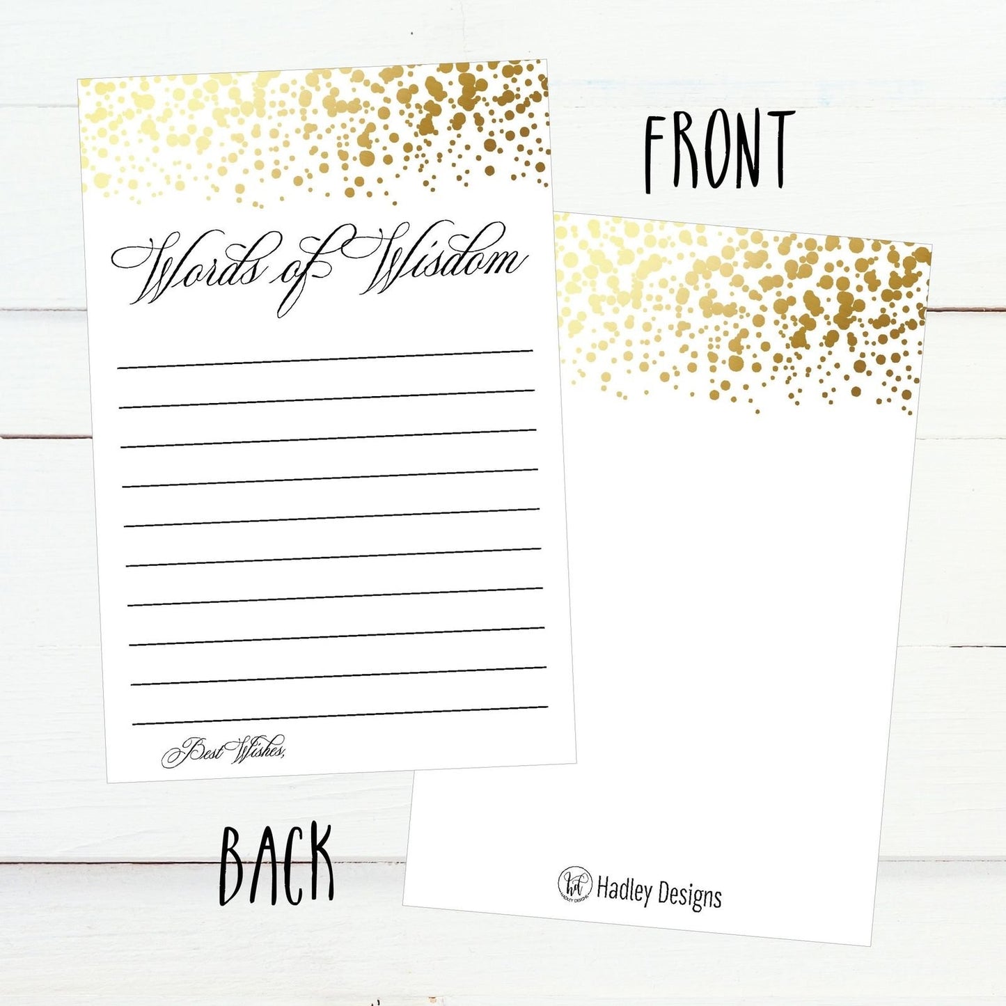 50 Gold Words of Wisdom Advice Cards, Use As Graduation Advice Cards, Marriage or Wedding Advice Cards, Guest Book Alternative, Bridal or Baby Shower Party Games, Boy or Girl Baby Predictions