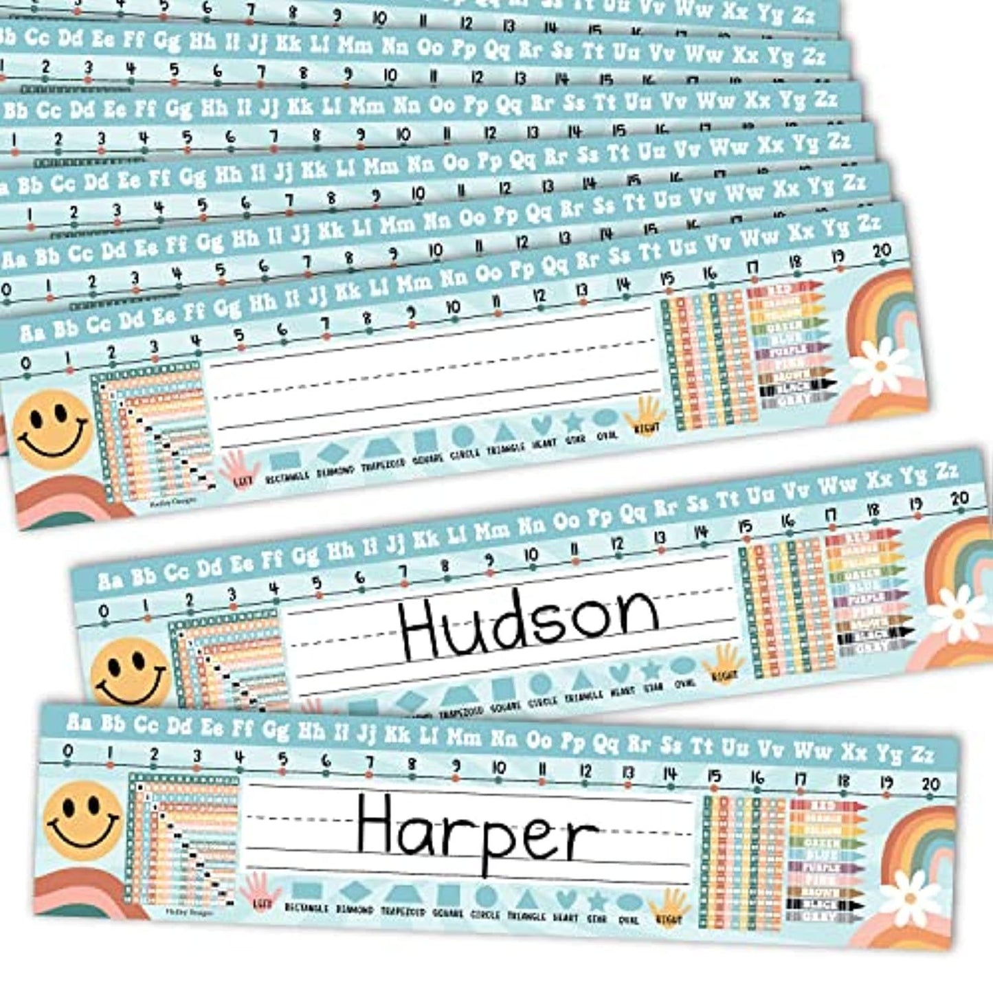 Retro Classroom Name Plates | Set of 25 | Classroom Supplies