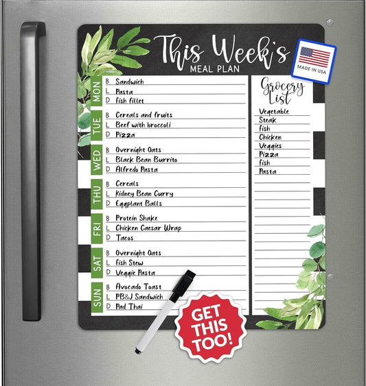 Farmhouse Greenery Magnetic Meal Planner | Weekly | Calendar & Planners