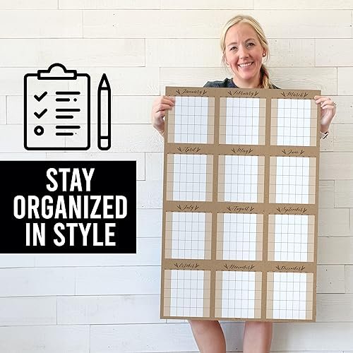 Rustic Kraft Undated Yearly 12-Month Calendar | Dry Erase | Calendars & Planners