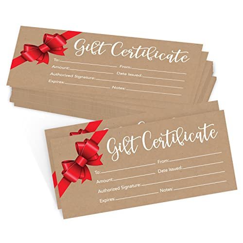 Blank Gift Certificates | Set of 25 | Gifts & Business