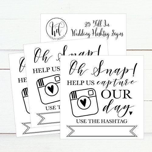 Wedding Hashtag Signs | Set of 25 | Wedding Supplies