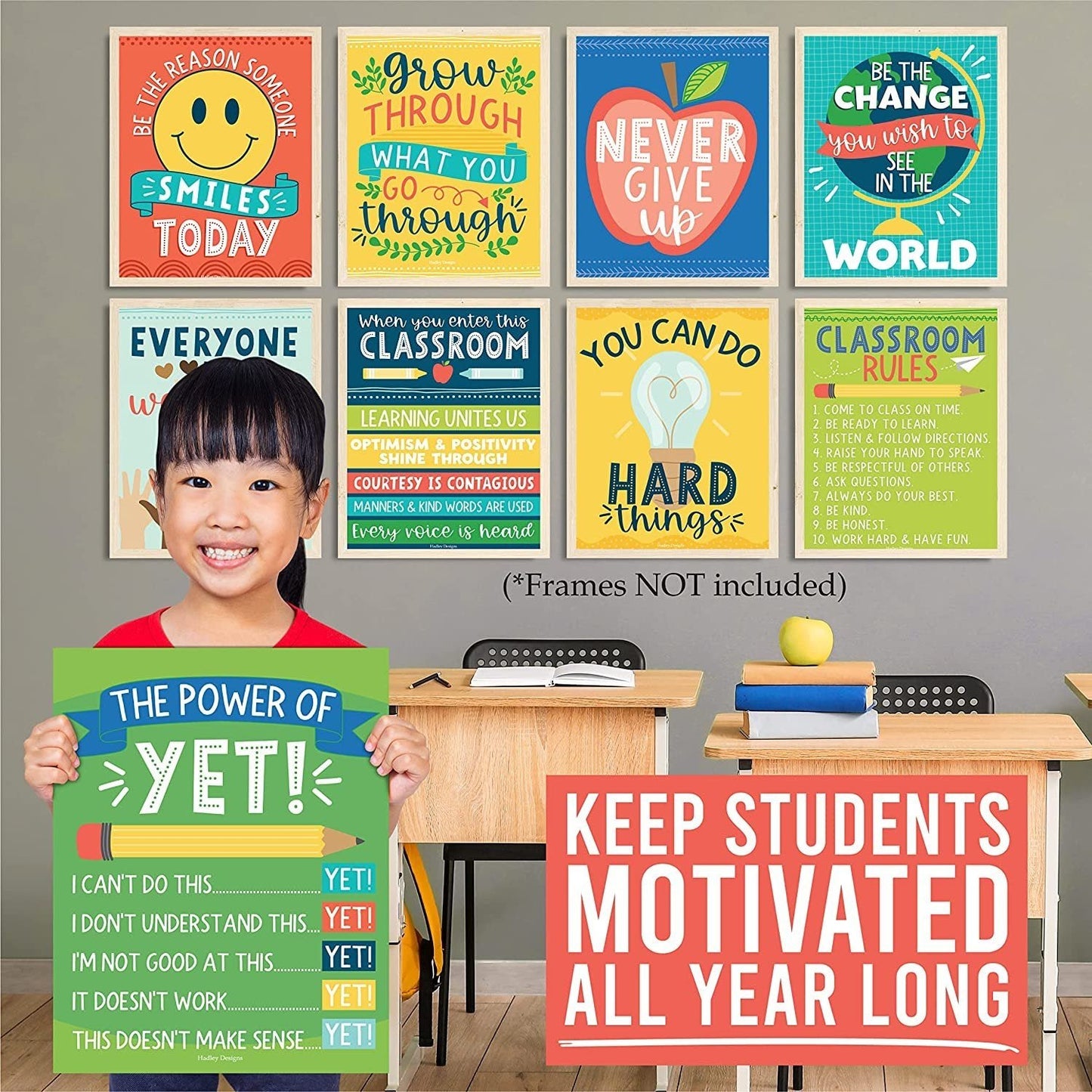 Colorful Bright Classroom Motivational Posters | Set of 9 | Educational Supplies