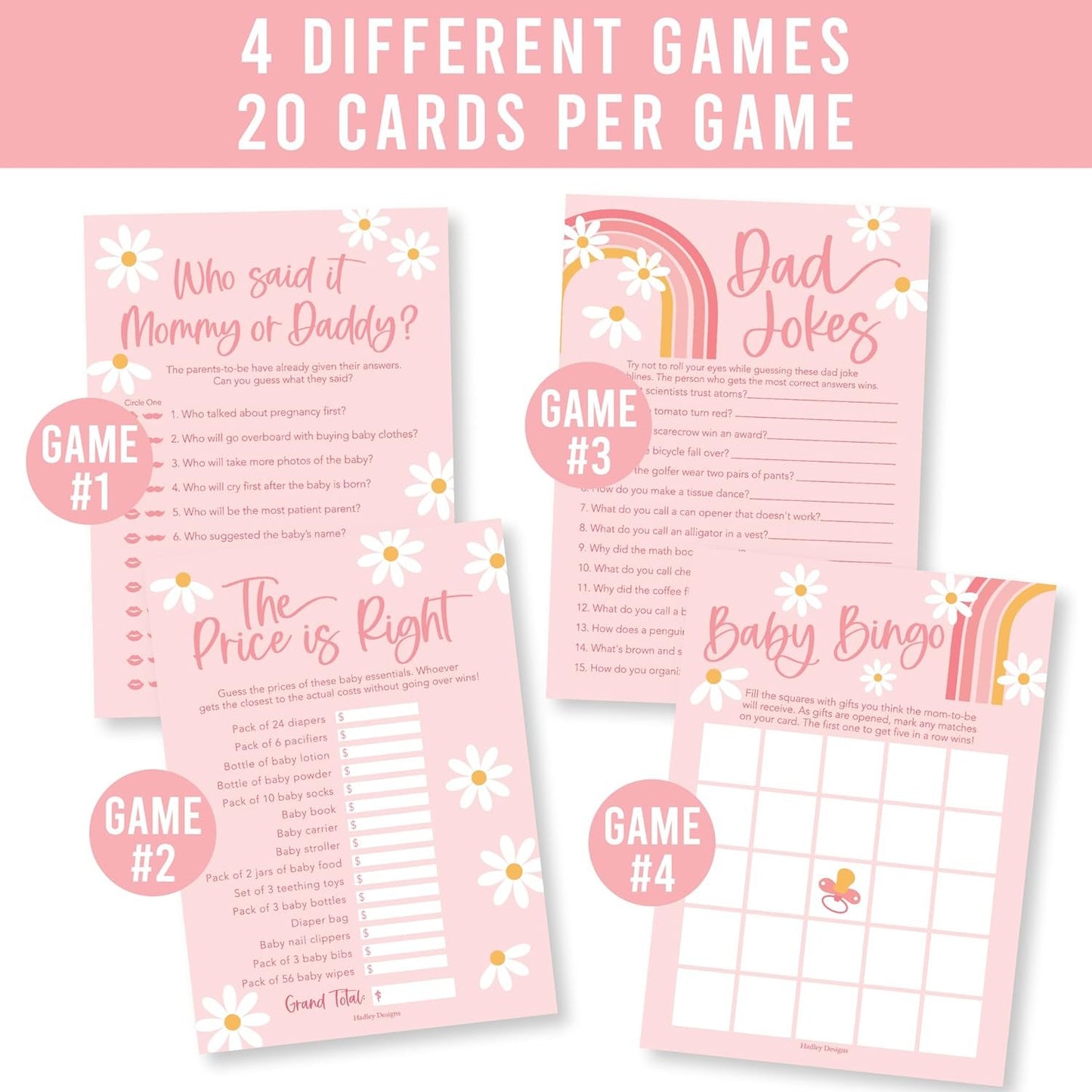 40 Retro Baby Shower Games For Girl - Baby Games For Baby Shower Bingo Game Girl, Guess Who Mommy Or Daddy Baby Shower Game, The Price Is Right Baby Shower Game, Funny Baby Shower Games Dad Jokes