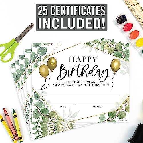 Geo Greenery Birthday Certificates | Set of 25 | Birthday Gifts