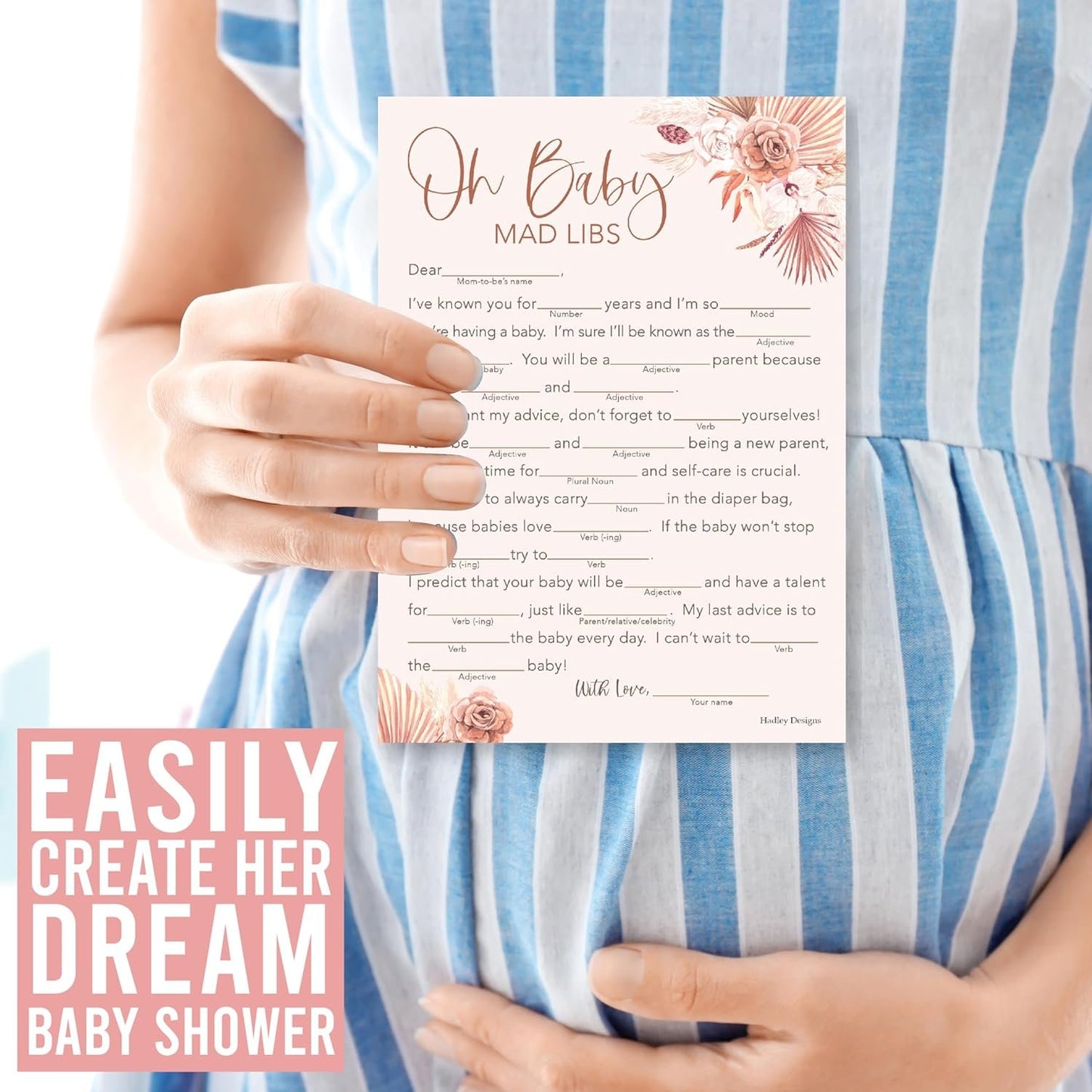 20 Boho Baby Shower Games For Girl - Hilarious Baby Shower Games Girl, Advice Cards Baby Shower Mad Libs Game Funny, Family Tradition Cards For Baby Shower, Baby Girl Baby Shower Games Funny