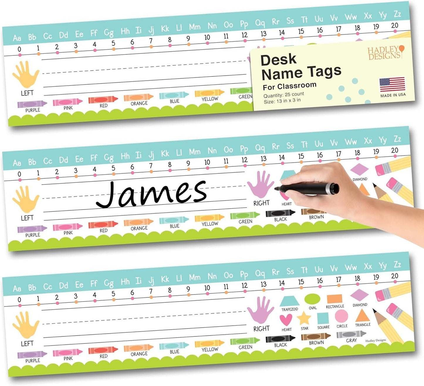 Colorful Pastel Classroom Name Plates | Set of 25 | Classroom Supplies