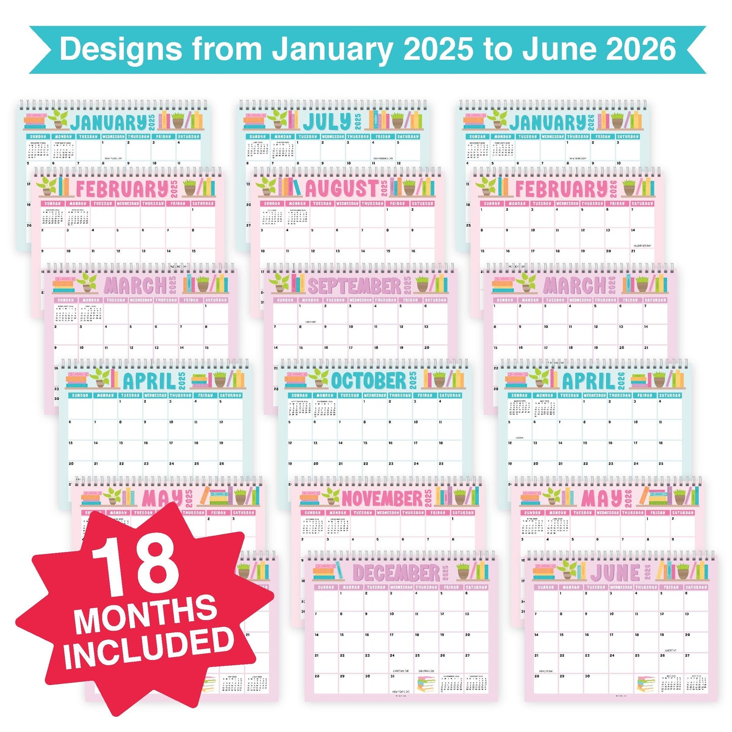 Book Small Desk Calendar | 2025-2026 | Standing Flip Calendar