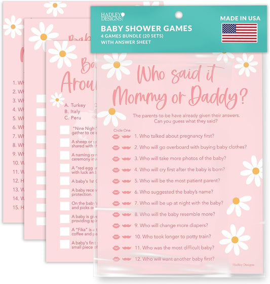 40 Retro Baby Shower Games For Girl - Who Knows Mommy Best Baby Shower Game, Guess Who Mommy Or Daddy Baby Shower Game, Baby Games For Baby Shower Family Feud Game, Girl Baby Shower Tradition Cards