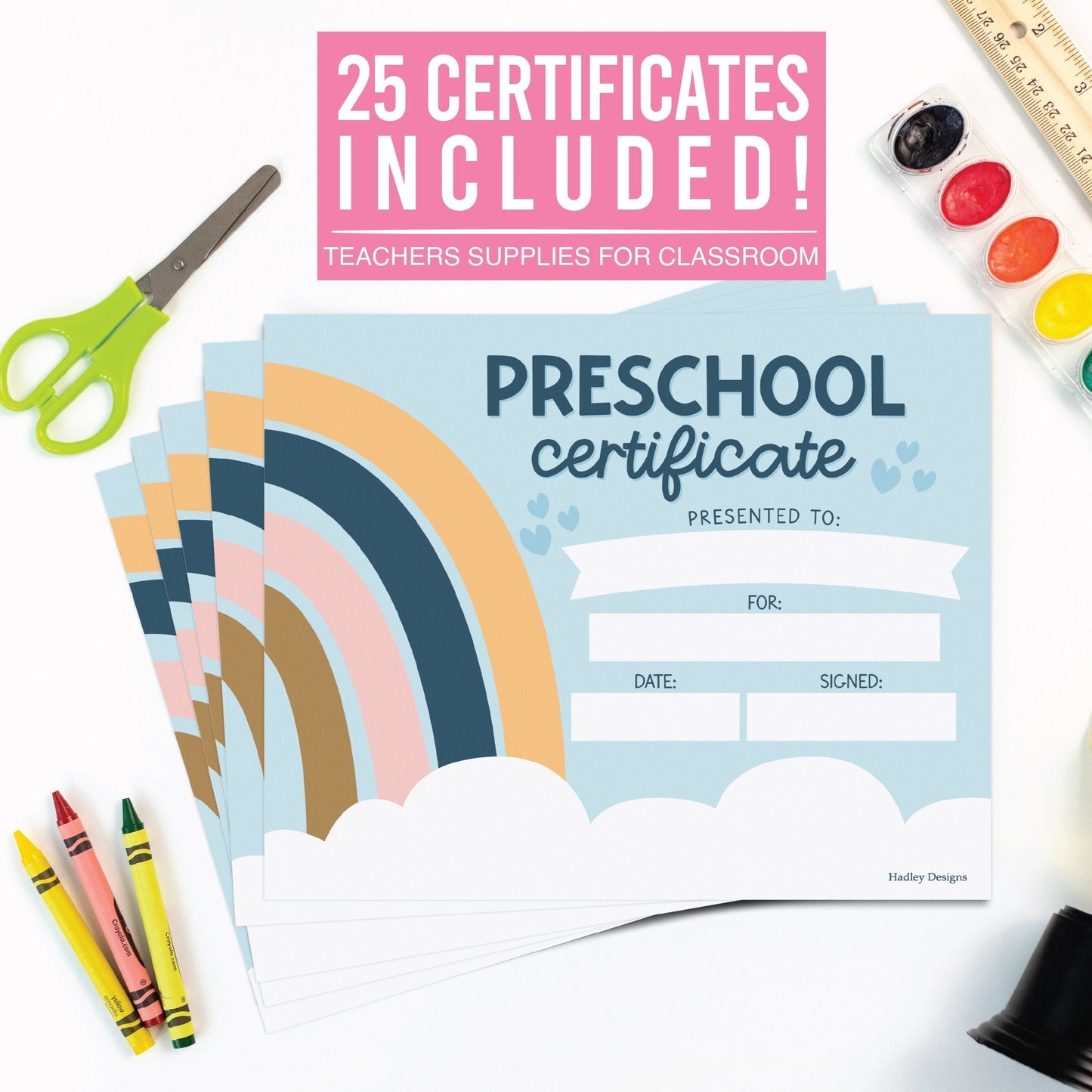 Preschool Certificate of Achievement | Set of 25 | Trophies & Awards