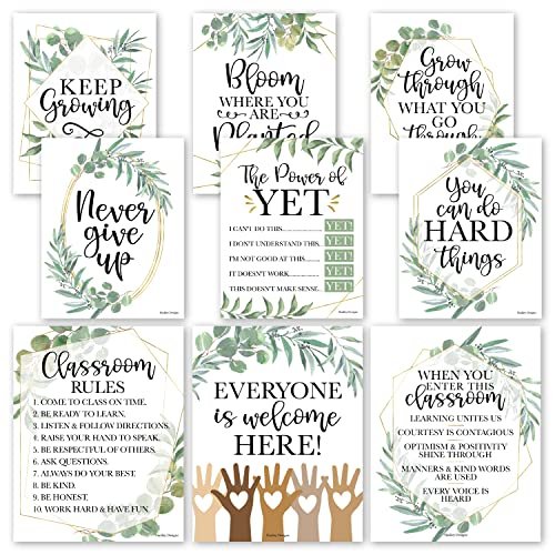 Greenery Classroom Motivational Posters | Set of 9 | Educational Supplies