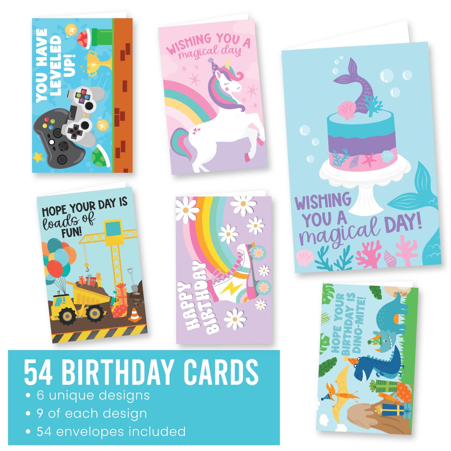 Kids 1 Birthday Cards | Set of 54 | Cards & Party