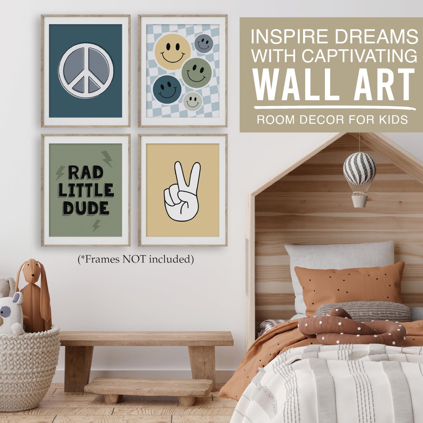 Retro Boy Children's Wall Art | Set of 6 | Home Decor