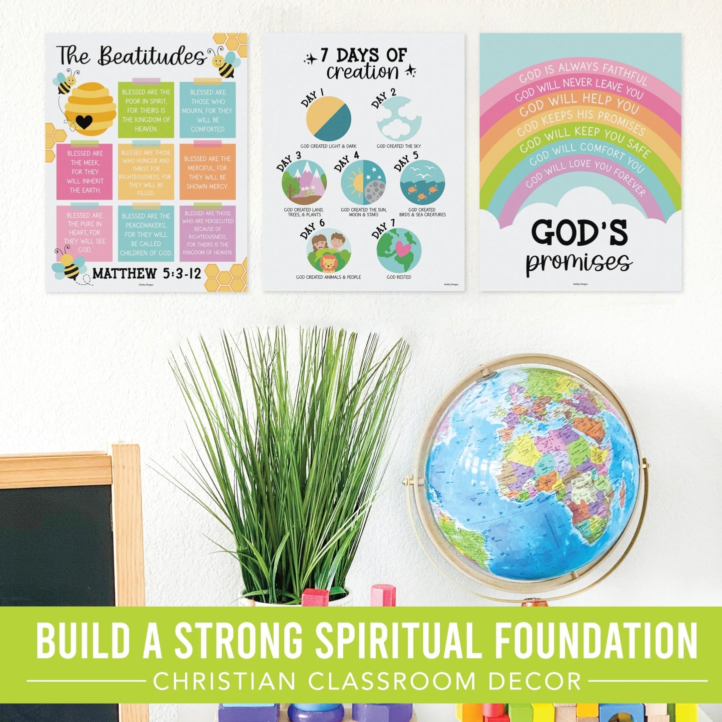 Colorful Pastel Bible Posters| Set of 9 | Sunday School Classroom