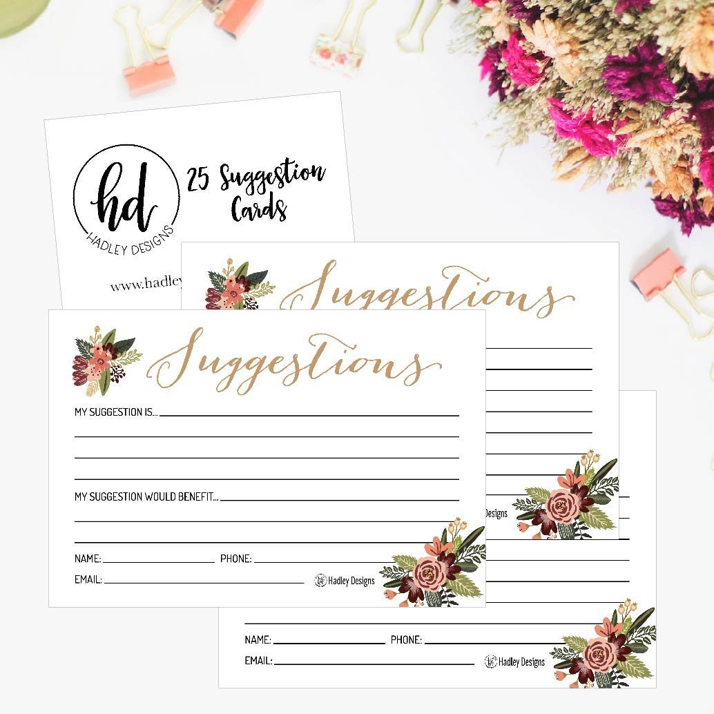 25 White Floral Suggestion Cards