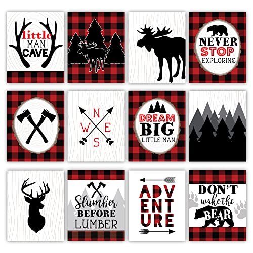 Lumberjack Children's Wall Art | Set of 6 | Nursery Decor