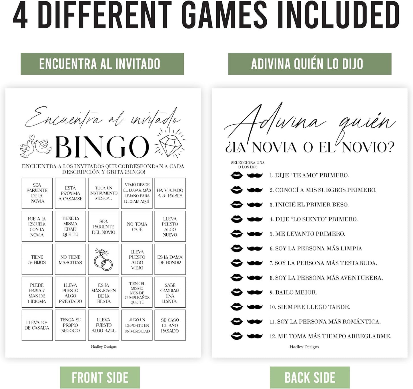 Minimalist Spanish Bridal Shower Games 20 Guests - Juegos Para Despedida De Soltera En Español, Wedding Shower Games, Bridal Shower Bingo In Spanish, Popular Bridal Shower Games Spanish Edition