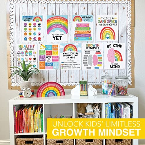 Colorful Rainbow Mental Health Posters | Set of 9 | Classroom Decor