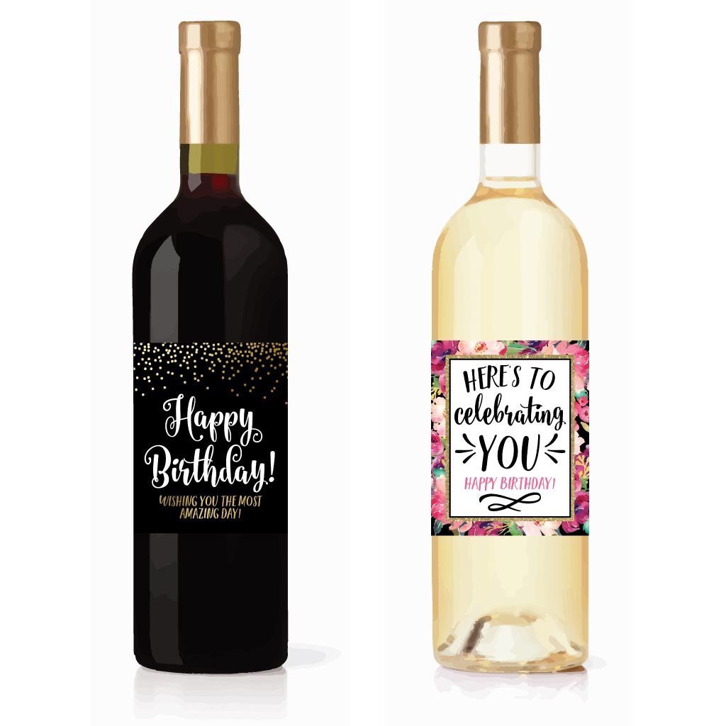 Birthday Wine Labels | Set of 5 | Party Supplies
