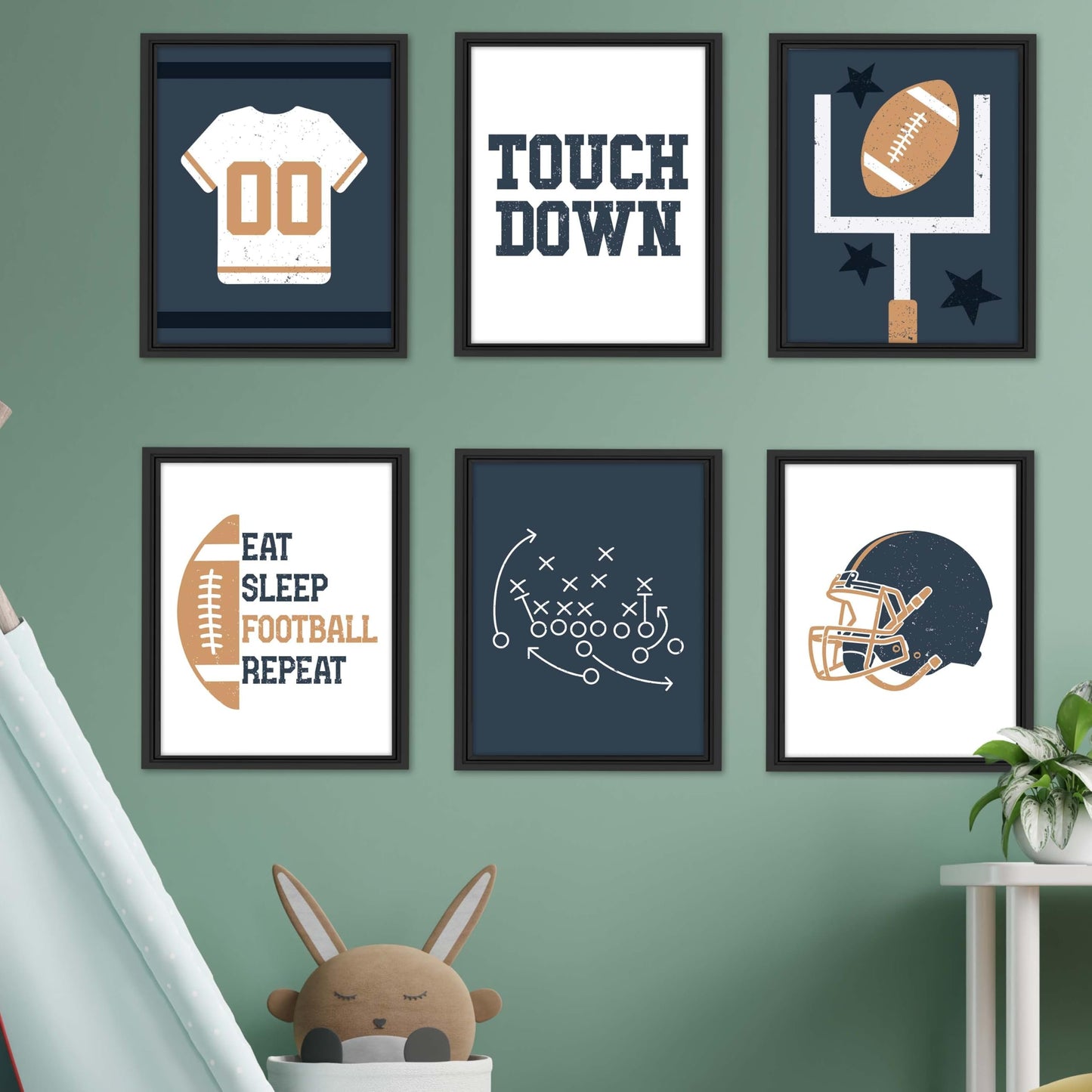 Football Children's Wall Art | Set of 6 | Home Decor