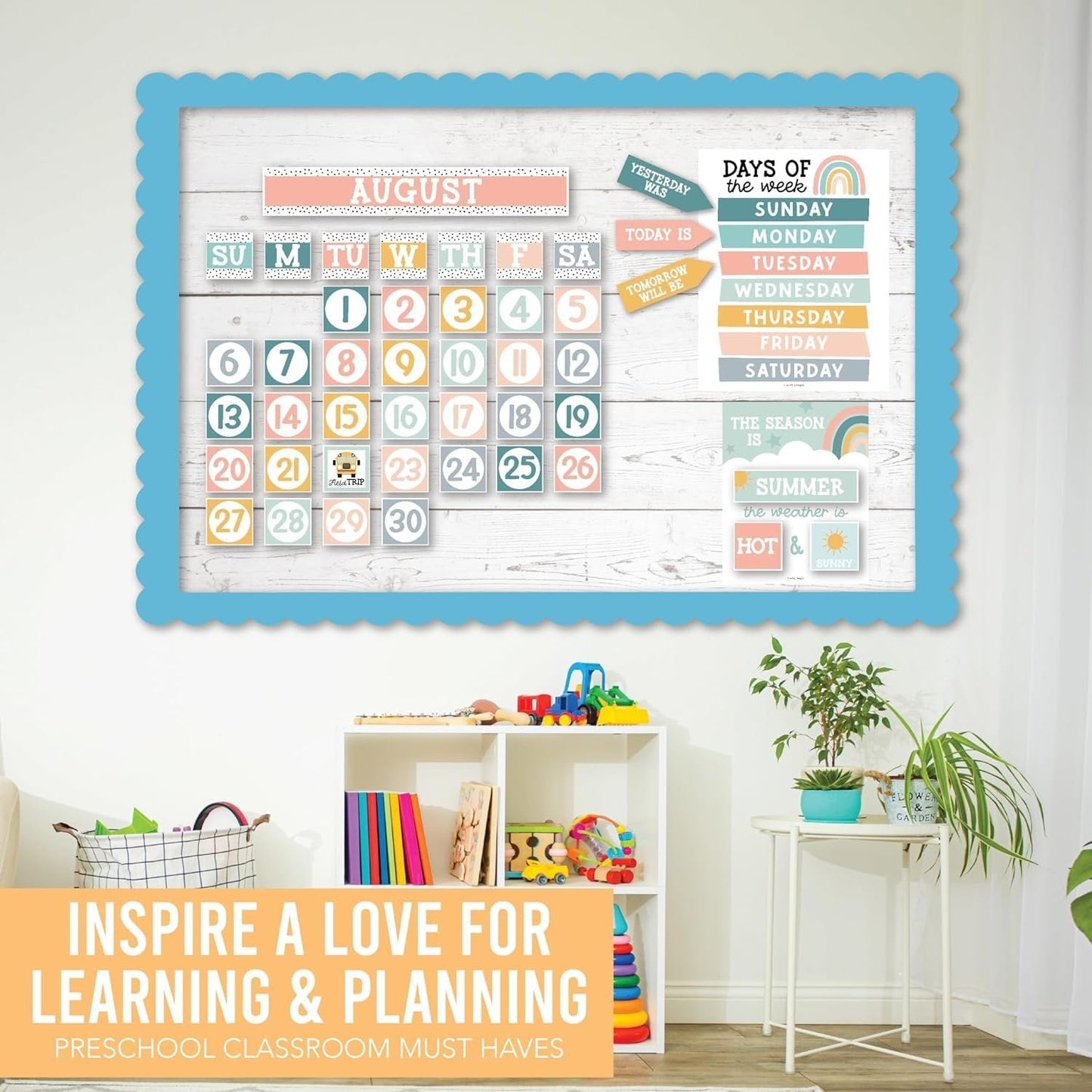 Boho Muted Classroom Calendar | Bulletin Board | Classroom Supplies