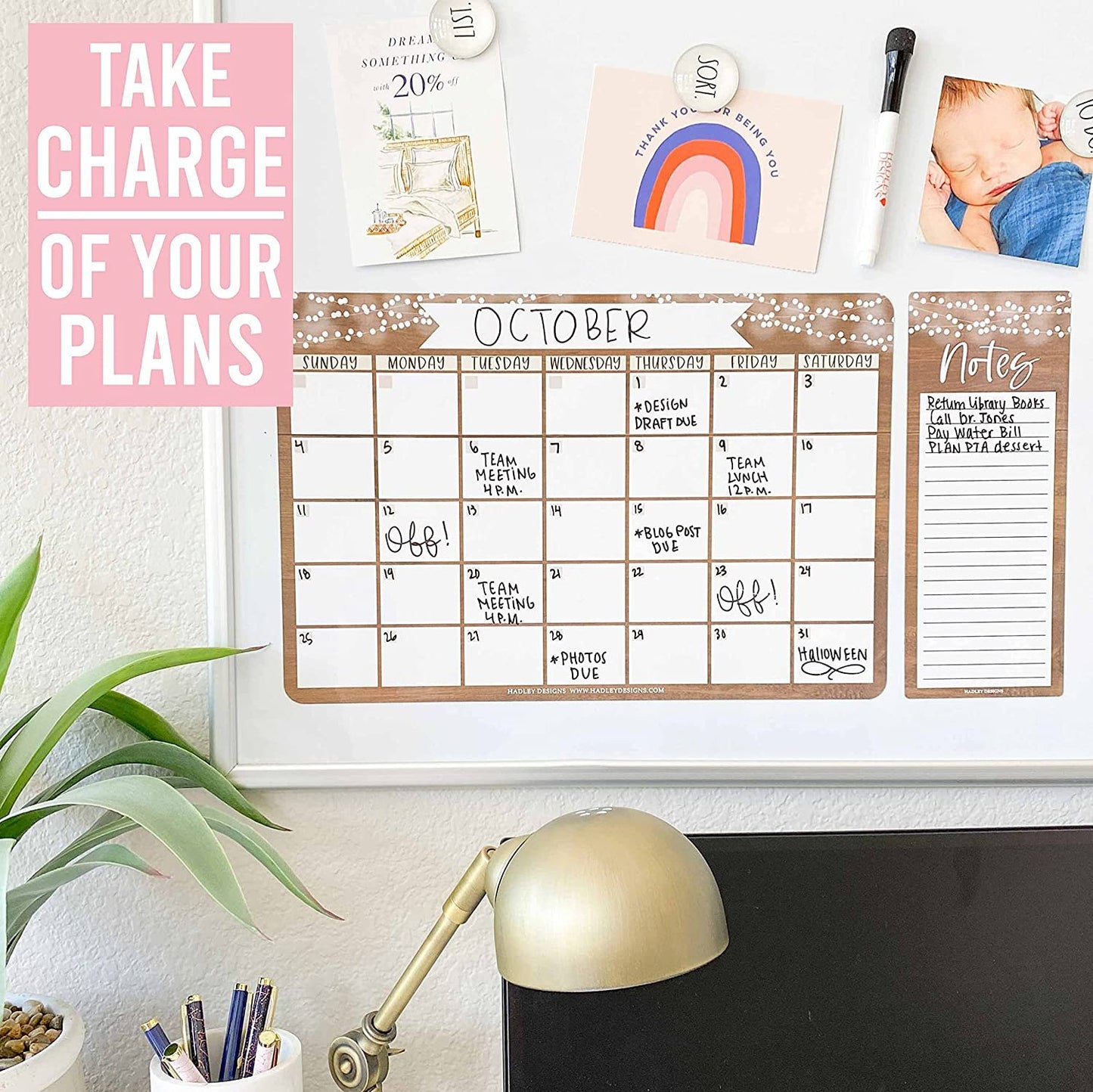 Rustic Large Magnetic Calendar for Fridge Dry Erase Board for Refrigerator - Magnetic Fridge Calendar Dry Erase Magnetic Whiteboard Calendar, Magnetic Dry Erase Calendar for Fridge Planner Magnet