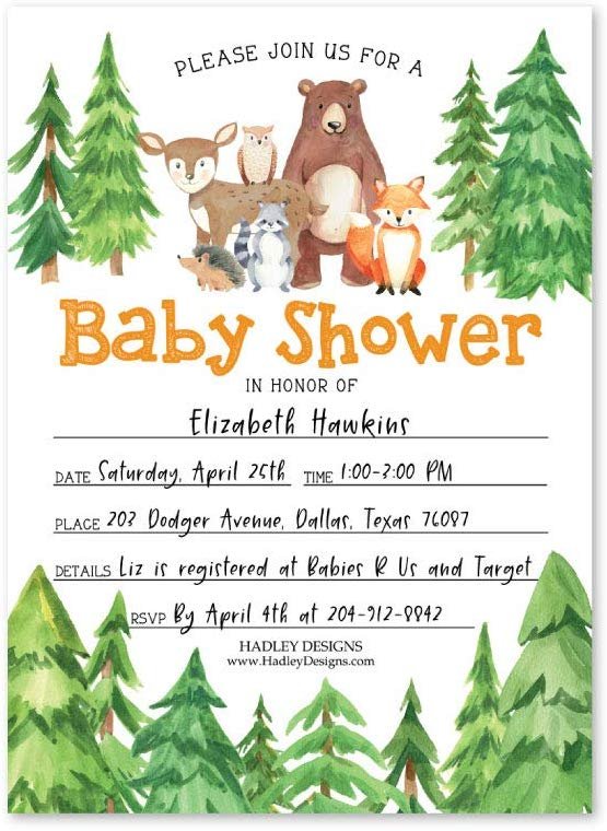 25 Woodland Animals Baby Shower Invitations, Sprinkle Invite for Boy or Girl, Coed Rustic Gender Reveal Neutral Theme, Cute Deer Bunny Fox Fill Write in Blank Printable Card, Bear Party DIY Supplies