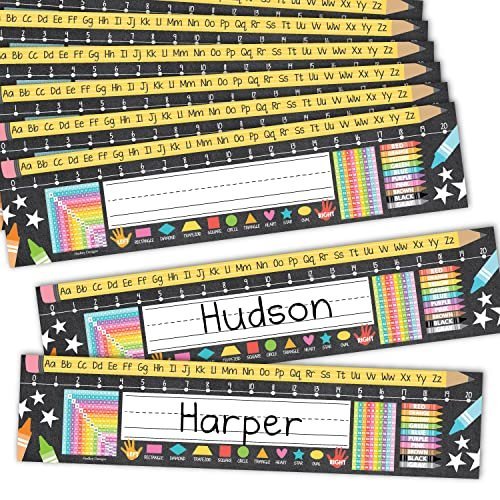 Colorful Chalk Classroom Name Plates | Set of 25 | Classroom Supplies