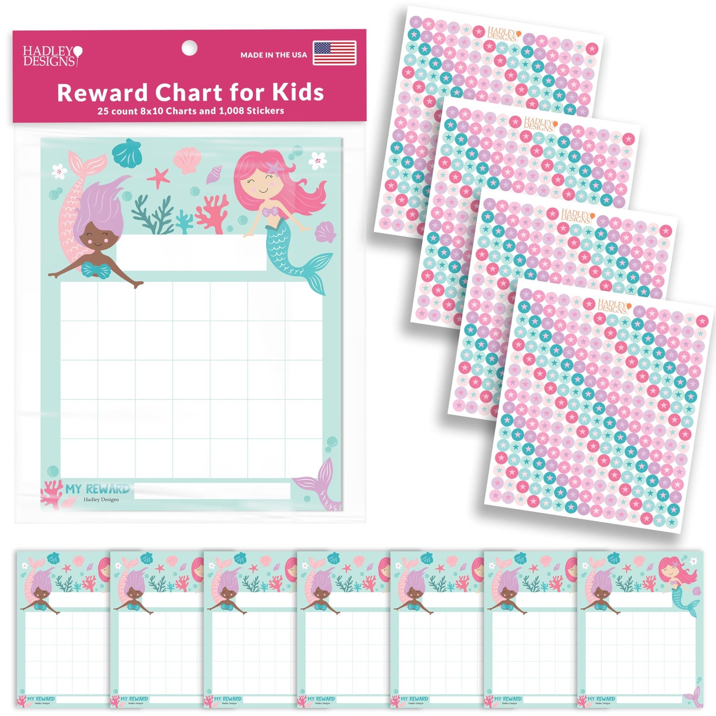 Mermaid Incentive Charts | Set of 25 | Home Essentials