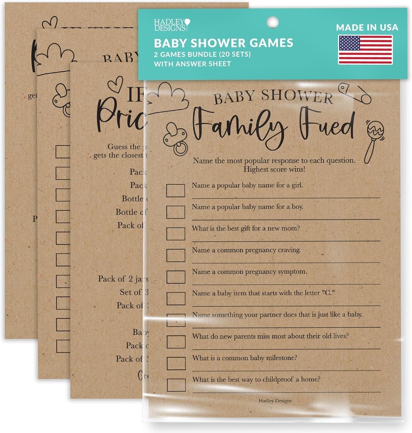 Family Feud & The Price is Right Games | Set of 20 | Baby Shower Games