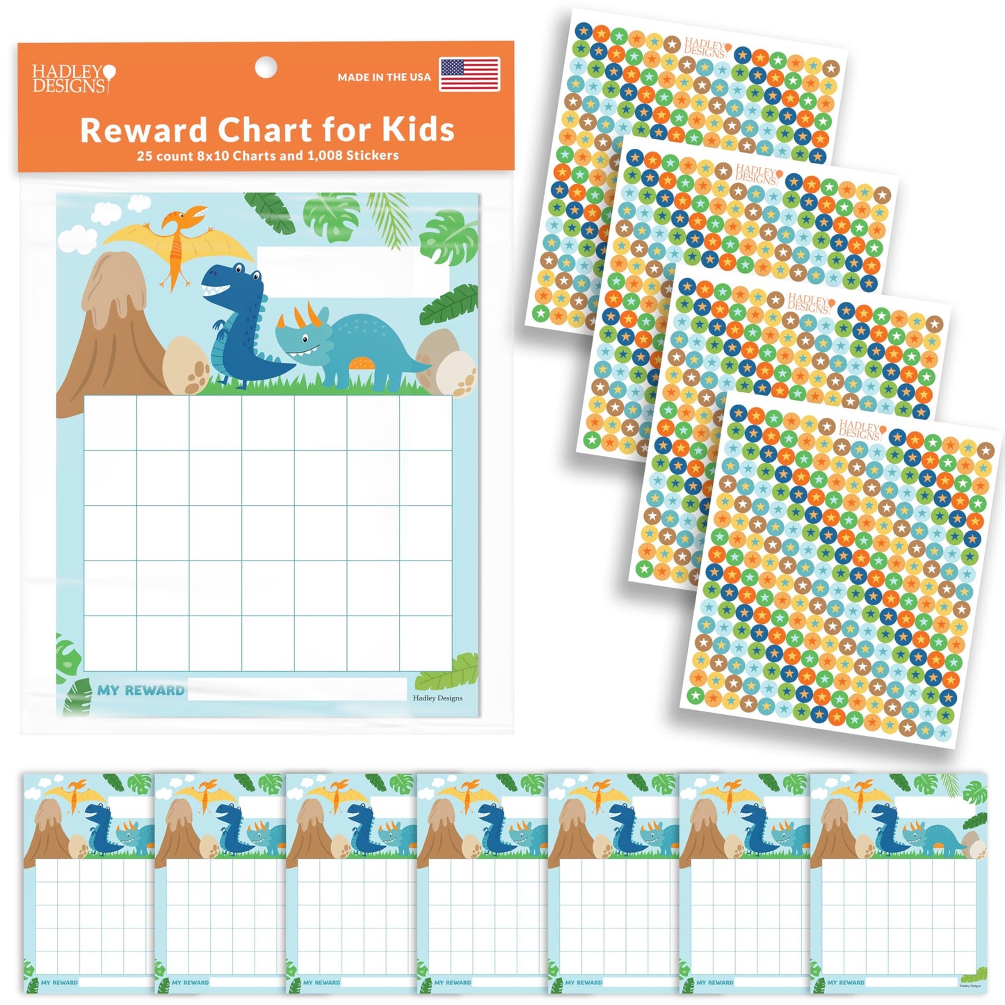 Dino Incentive Charts | Set of 25 | Home Essentials