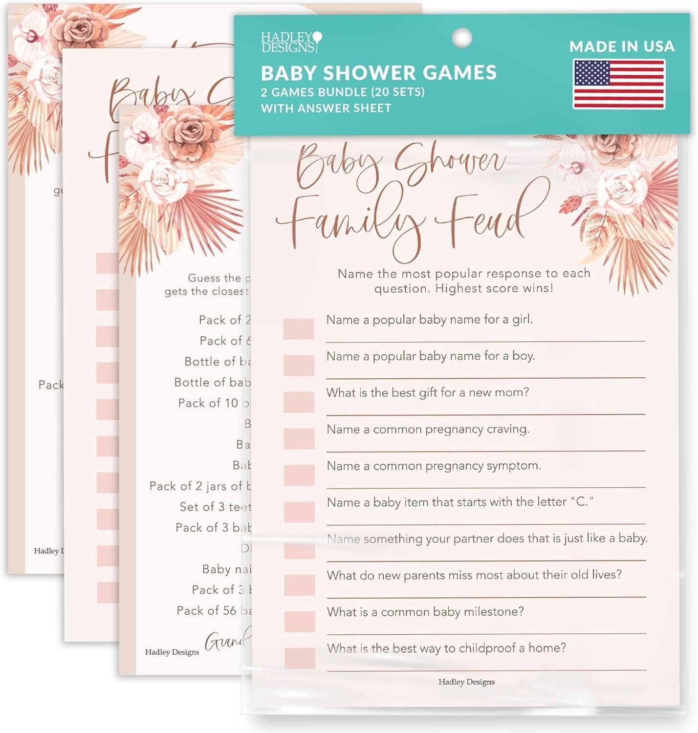 Family Feud & The Price is Right Games | Set of 20 | Baby Shower Games
