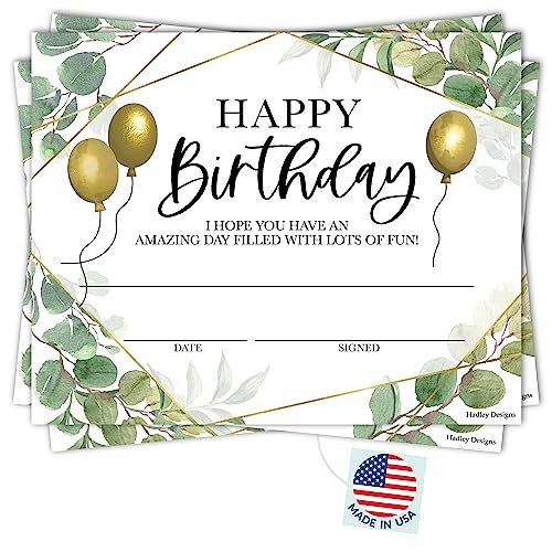 Geo Greenery Birthday Certificates | Set of 25 | Birthday Gifts