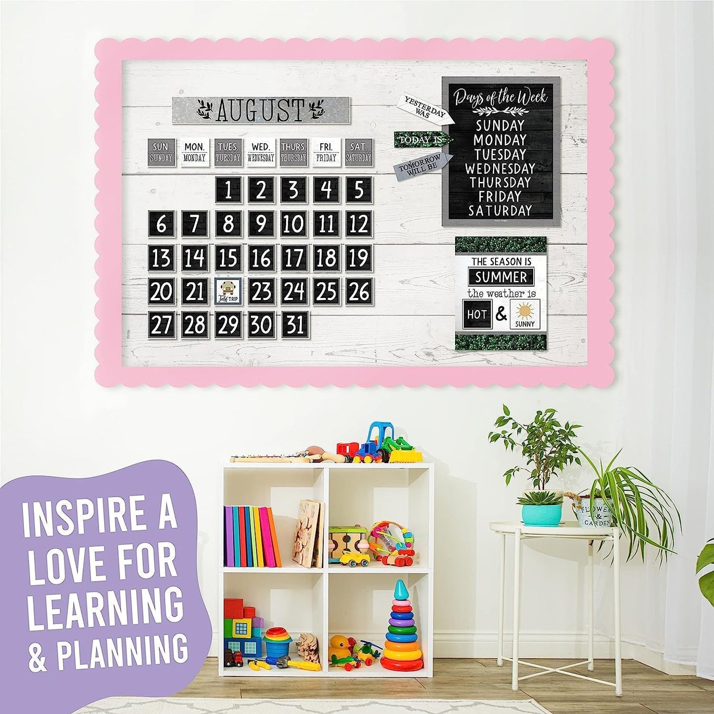 Farmhouse Modern Gray Classroom Calendar | Bulletin Board | Classroom Supplies