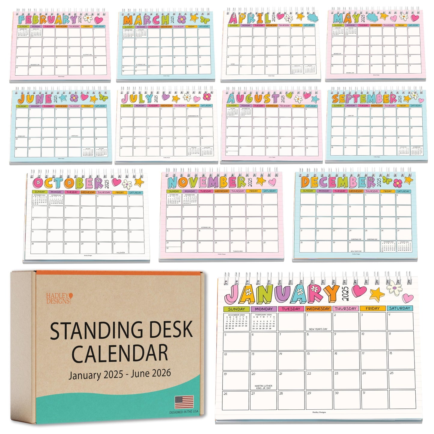 Notebook Small Desk Calendar | 2025-2026 | Standing Flip Calendar