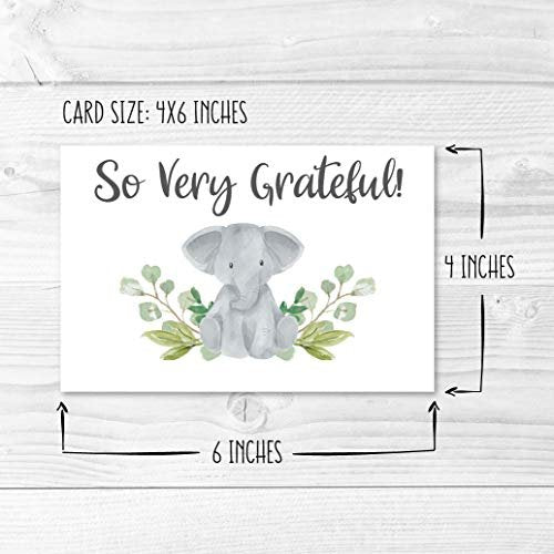 Greenery Elephant Folded Thank You Cards | Set of 24 | Baby Shower