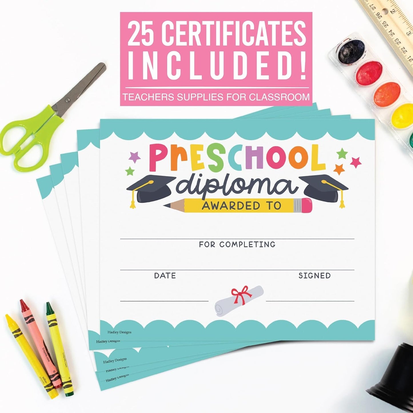 Preschool Certificate of Achievement | Set of 25 | Trophies & Awards